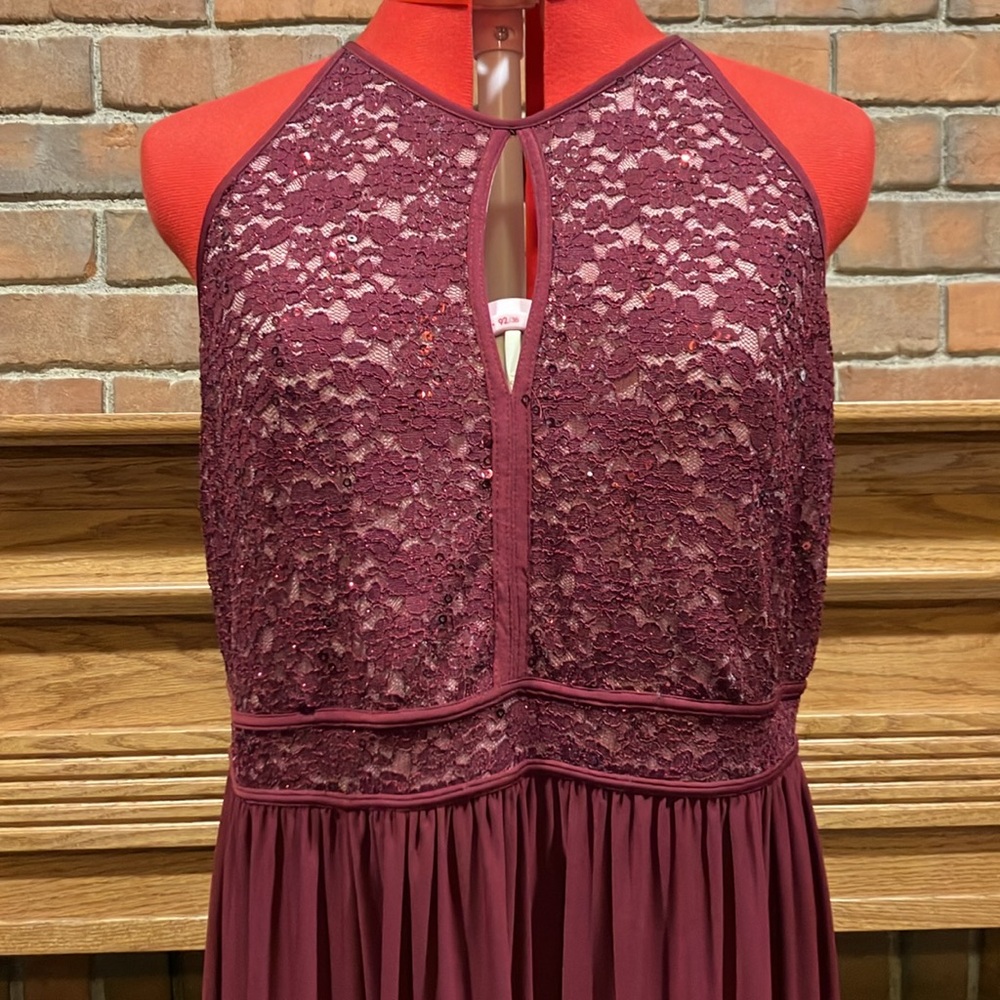 EUC Sz 18W NW Nightway burgundy lace and knit dress